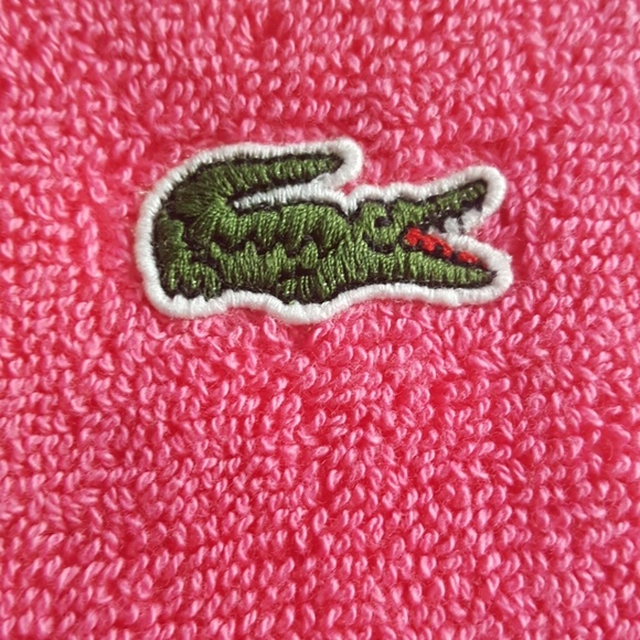 Lacoste Stripped Flamingo Pink Wash Cloth Towel - Picture 2 of 3
